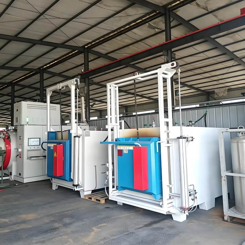 Tungku tempering ruang dengan pintu yang terbuka secara vertikal